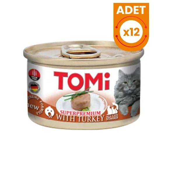 Tomi Kıyılmış Hindili Tahılsız Yetişkin Konserve Kedi Maması