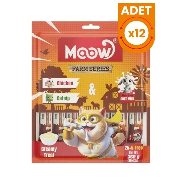 Moow Tavuklu Kedi Naneli ve Keçi Sütlü Yetişkin Sıvı Kedi Ödül Maması